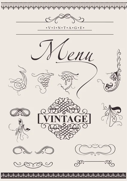 Conjunto de vectores: Elementos de diseño caligráfico para la decoración de páginas — Archivo Imágenes Vectoriales