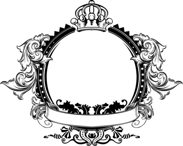Один цвет короны винтажные украшенные кривые знак — стоковый вектор