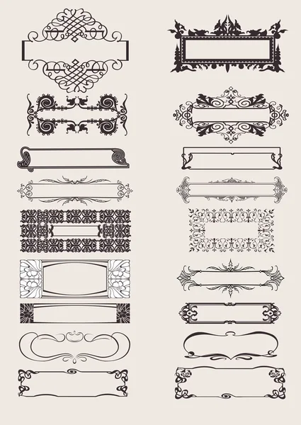 Conjunto de elementos de adorno de marcos vectoriales en estilo antiguo . — Archivo Imágenes Vectoriales