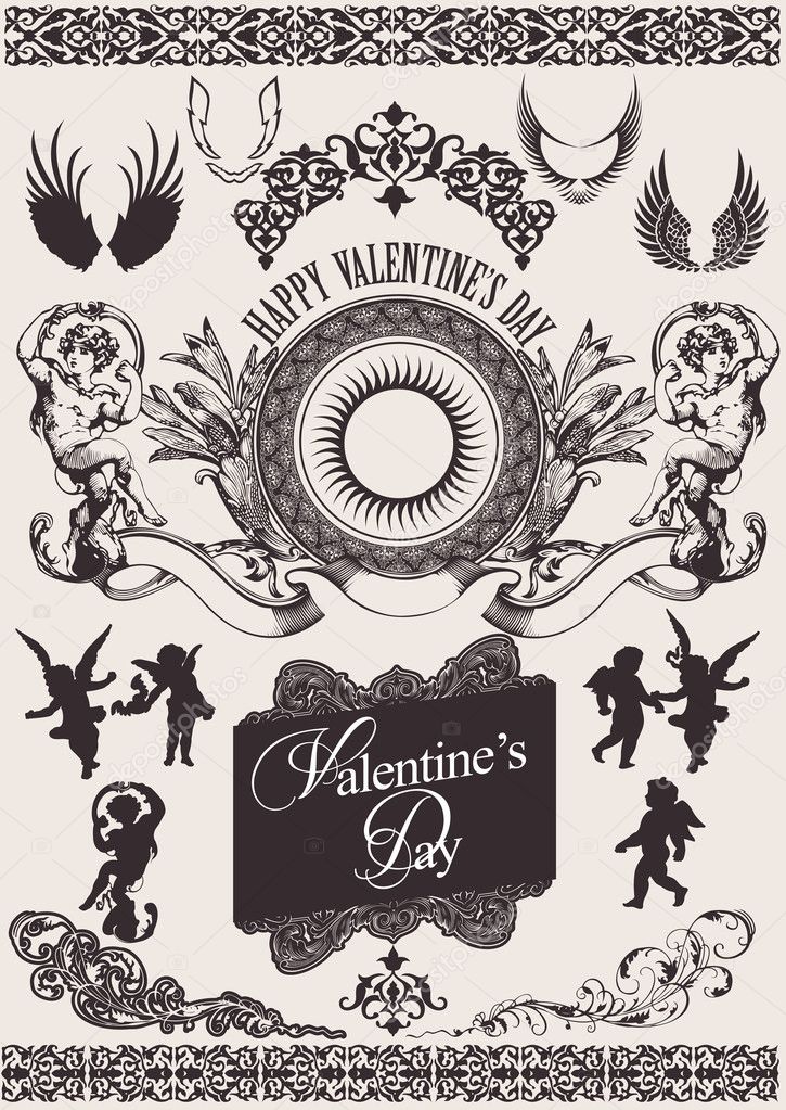 Vector set. Valentine's Design Elements. Elements For Page Decoration