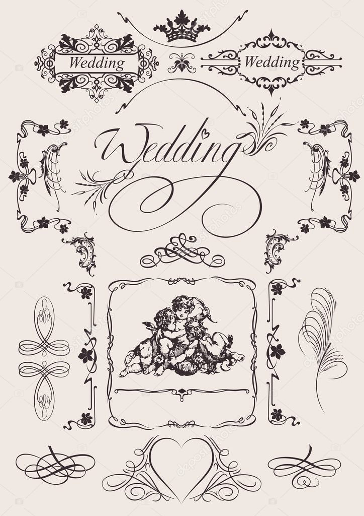 Design Ornate Elements And Wedding Page Decoration.