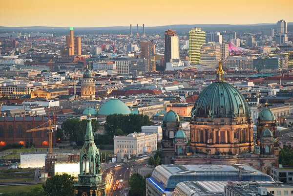 Berlin skyline with potsdamer platz and dome