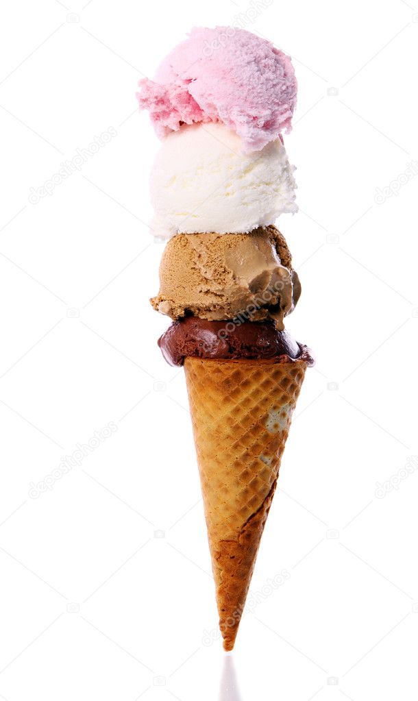 Four scoops  of ice  cream   Stock Photo  yekophotostudio 