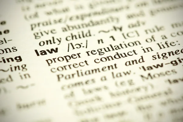 Словарное определение слова "закон" — стоковое фото