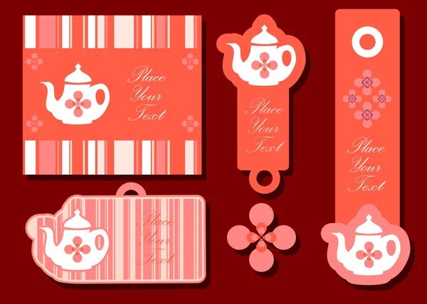 Teapot Tags Emblemas Cartões — Fotografia de Stock