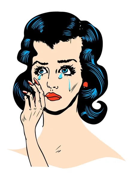 Pop art illustration av en ledsen kvinna — Φωτογραφία Αρχείου