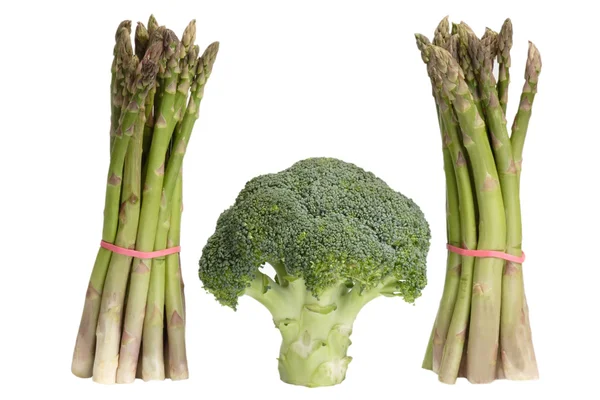 Green asparagus with broccoli — Stock Photo, Image