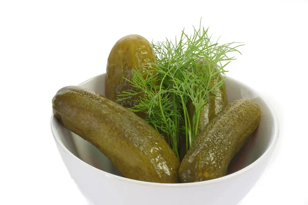 Gherkins in a bowl — Stock Photo, Image