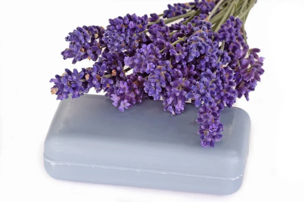 Blauwe lavendel zeep — Stockfoto