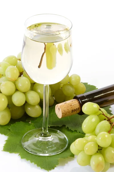 Vin blanc avec raisins — Photo