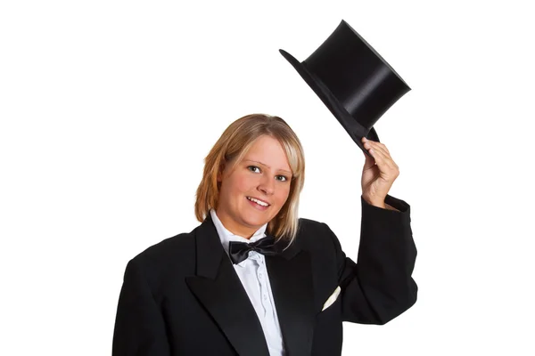Young woman in a tailcoat — Stock Photo, Image