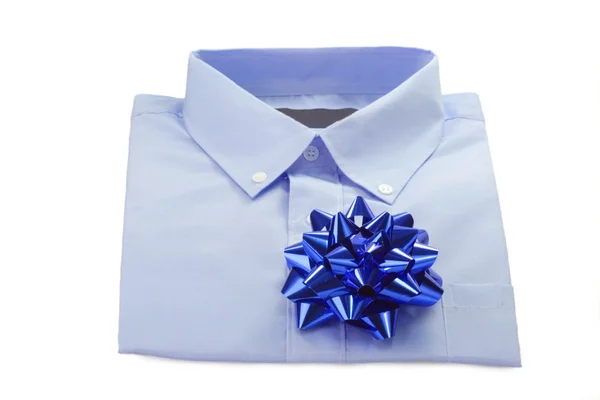 Blue Shirt with a ribbon — Stock Photo, Image