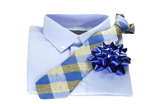 蓝色衬衫打领带 — 图库照片