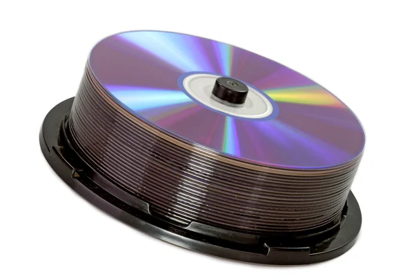 DVDs brilhantes em um eixo — Fotografia de Stock