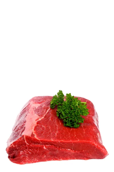 Stuk Van Rundvlees Met Peterselie Geïsoleerd Hoge Grootte — Stockfoto