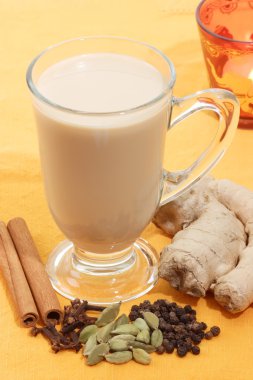 Indian chai with spices clipart