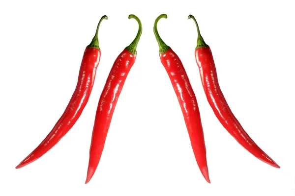 Čerstvá Červená Chilli Papričky Bílé Pozadí — Stock fotografie