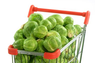 Brussels sprouts in a shopping trolley clipart