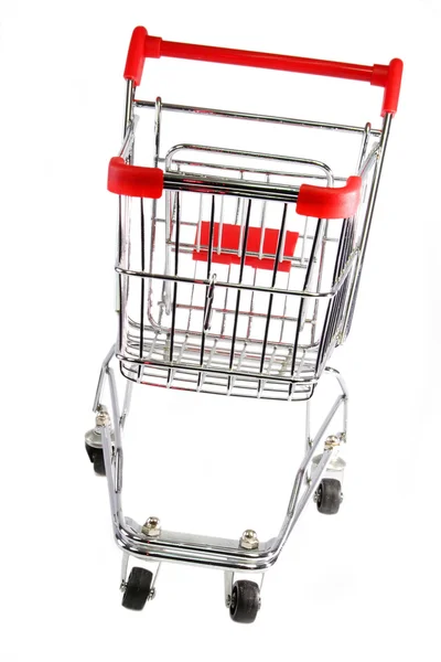 Stříbrný nákupní vozík — Stock fotografie