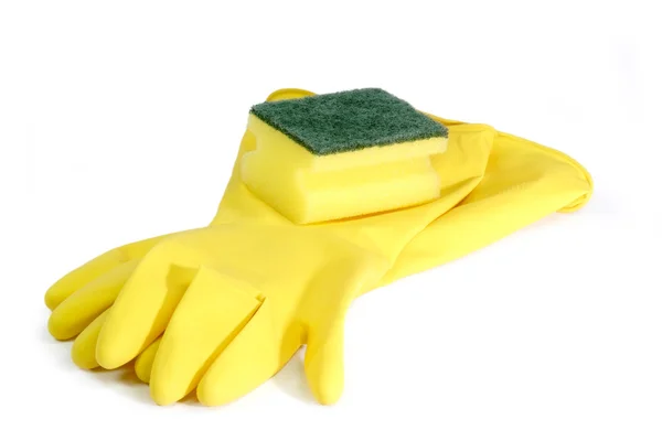 Желтые резиновые перчатки — стоковое фото