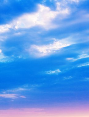 Background of blue-pink clouds in the sky clipart