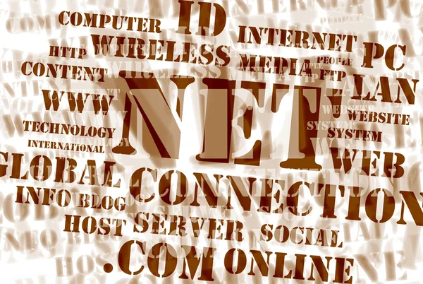 Concept Net Web Word Cloud Colored Sepia — Stock Photo, Image