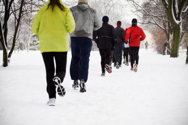 running in winter park, motion blur clipart