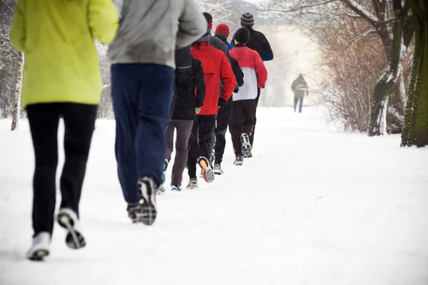 Corriendo en el parque de invierno — Foto de Stock