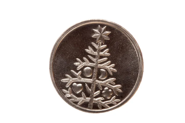 Fir Tree Coin White Isolated Background — Stock Photo, Image