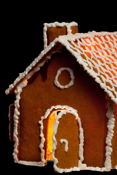 Białym Tle Boże Narodzenie Gingernut Dom Widok Boku — Zdjęcie stockowe