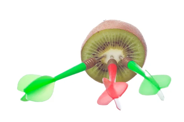 Darts on kiwi — Stock Photo, Image