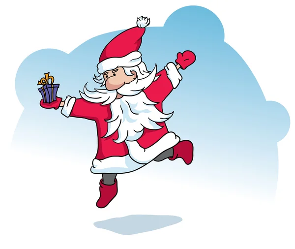 Weihnachtsmann mit dem Geschenk — Stockvektor