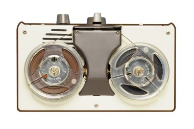 Vintage reel-to-reel tape recorder circa 1967, AIWA brand, made in Japan. Brandname has been removed from photo. clipart