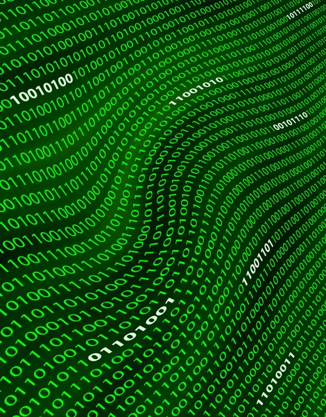 A distorted field of green binary code. — Stock Photo, Image