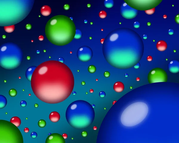 Punainen, vihreä ja sininen (RGB) palloja tai pisaroita — kuvapankkivalokuva