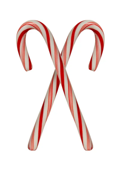 Two crossed candy canes on white — Stock Photo, Image