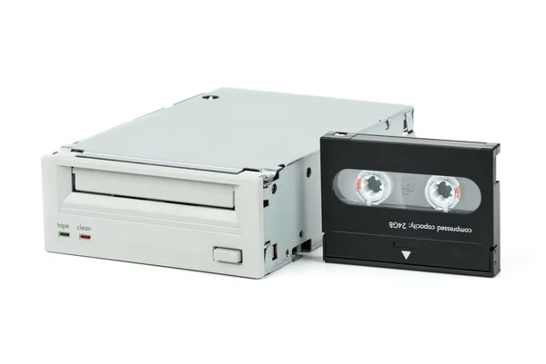 内部テープ ドライブ ユニットとカセット — ストック写真