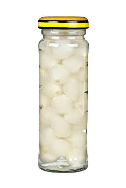 Sklenice s marinovanými houbami bílé — Stock fotografie