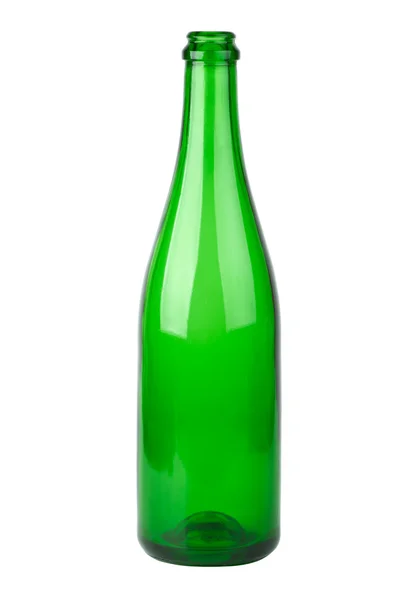 Empty Green Champagne Bottle Isolated White Background — Stock Photo, Image