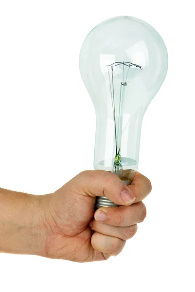 Giant tungsten lamp in hand — Stock Photo, Image