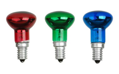 kırmızı, yeşil ve mavi nokta tungsten lightbulbs