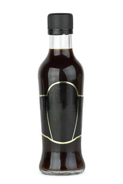 Glass bottle with soy sauce — Stock Photo, Image
