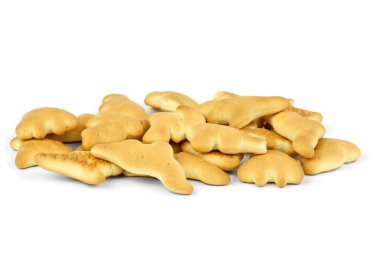 Some dinosaur-shaped cookies isolated on the white background clipart