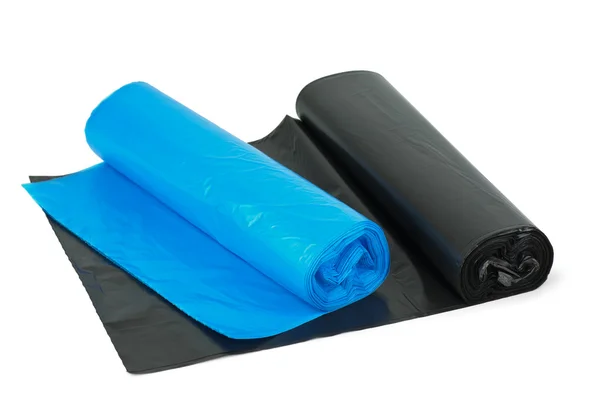 Pair of rolled plastic garbage bags — Stock Photo, Image