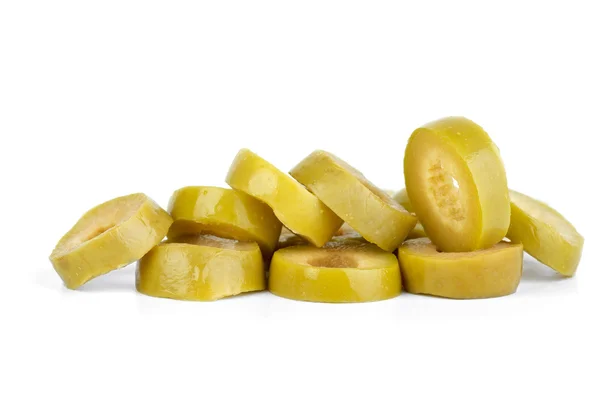 Few sliced green olives — Stock Photo, Image