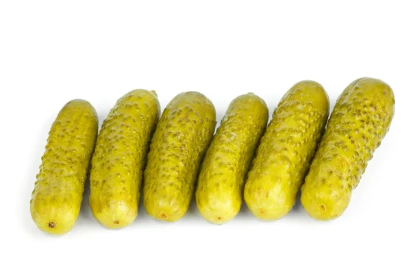 Six marinated gherkins — Stock Photo, Image