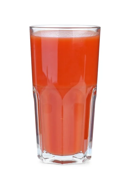 Drinking glass filled with tomato juice — Stock Photo, Image