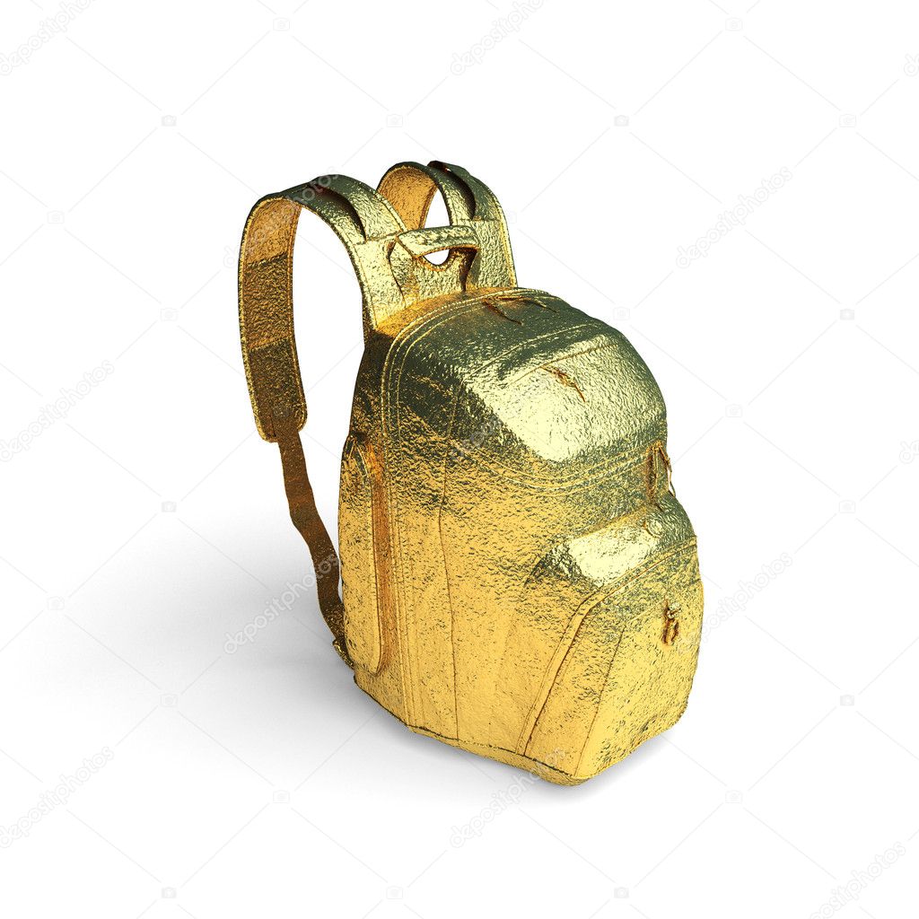 Isolated golden backpack — Stock Photo © icetray 4165236