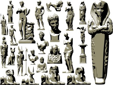 Great vector set of ancient statues