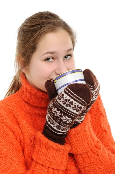 冬天的年轻女人 — Stockfoto